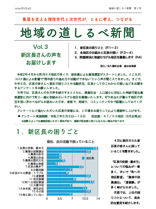 「地域の道しるべ新聞」第４号を発行しました